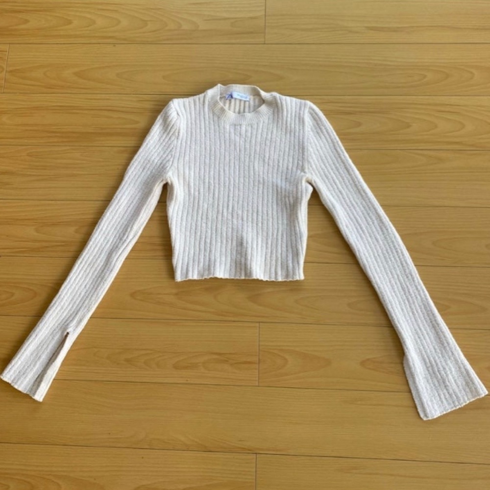 Zara Split Sleeve Rib Knit Sweater